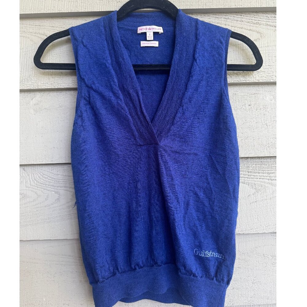 Peter Millar 100% Cashmere V-Neck Vest Blue S